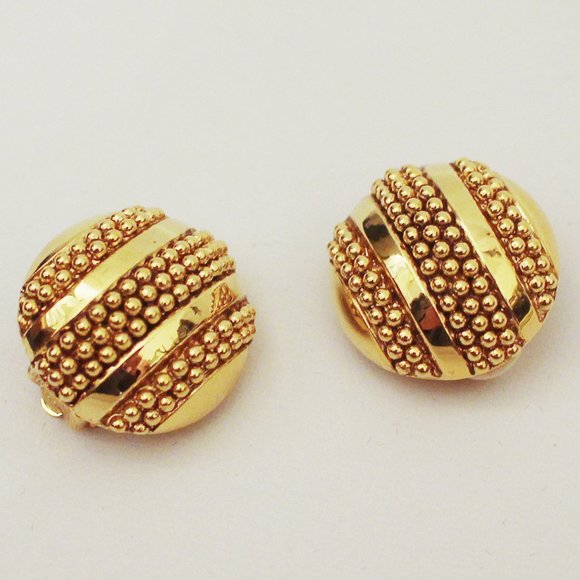 Joan Rivers Golden Shimmer Button Earrings - Picture 1 of 4